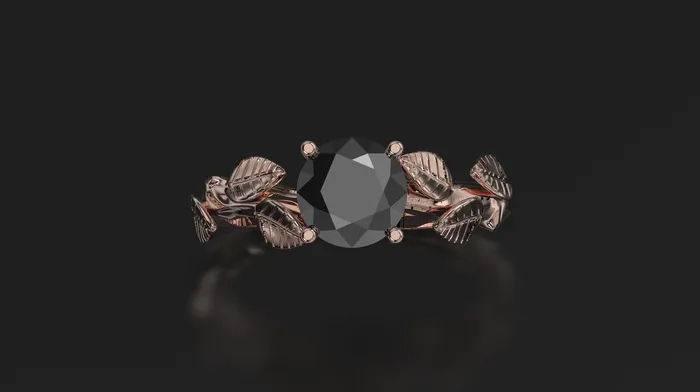 Black Diamond Leaf Engagement Ring White Gold Branch Engagement Ring Black Diamond Ring Black Diamond Gold White Gold Black Diamond Ring | FL LLC Rings