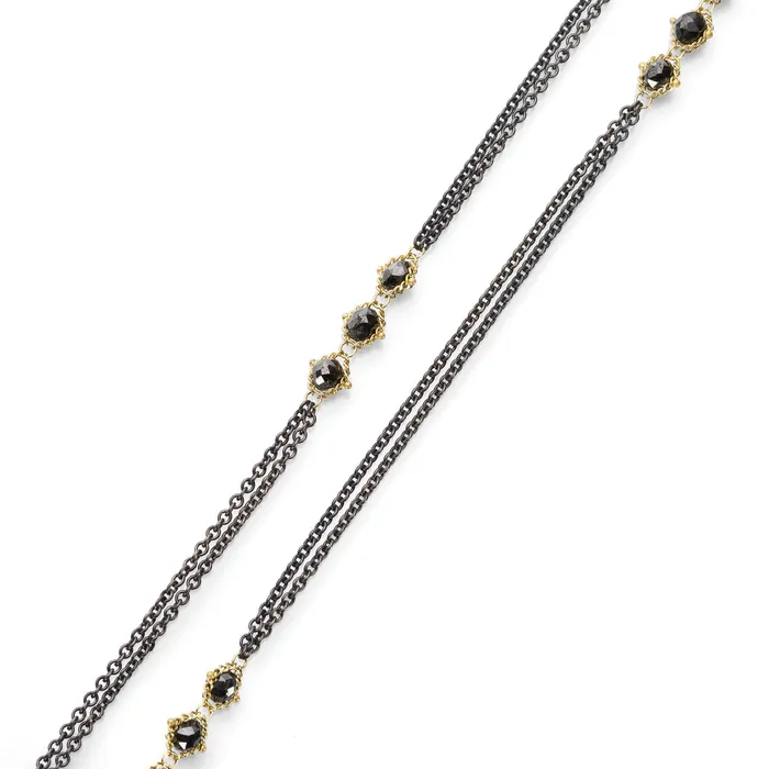 Black Diamond Triple Textile Station Necklace Amali Necklaces