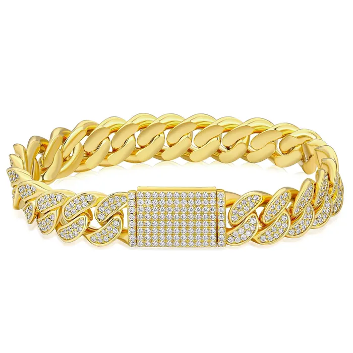 Bling Proud Bracelets Iced Out Diamond Cuban Link Bracelet in 14K Gold - 12mm