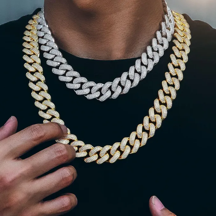 Bling Proud Necklaces | 18mm Iced Out Cuban Link Chain 14K Gold Plated