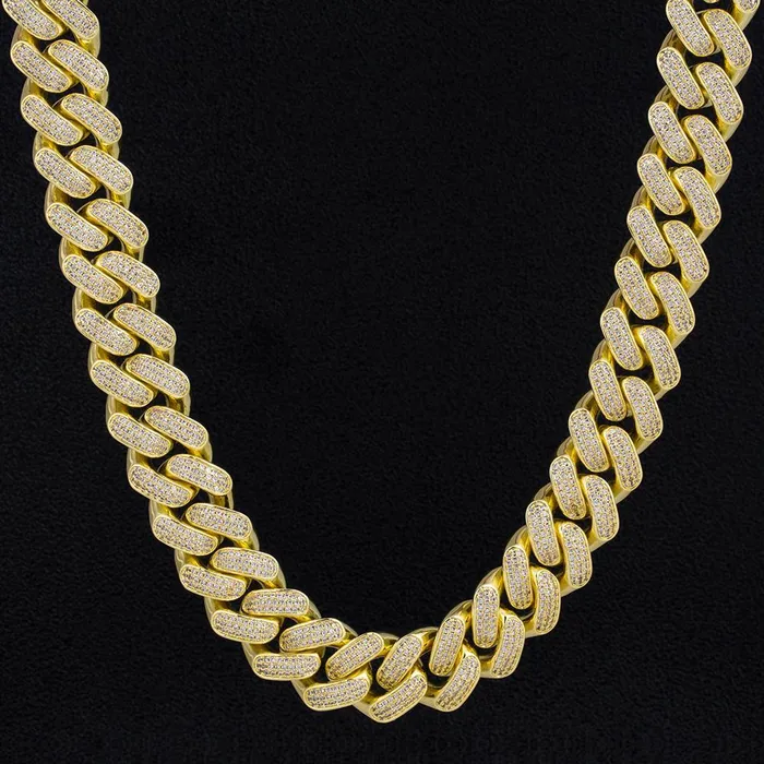 Bling Proud Necklaces | 18mm Iced Out Cuban Link Chain 14K Gold Plated