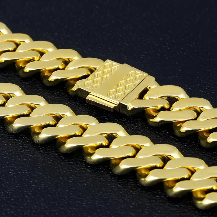 Bling Proud Necklaces | 18mm Iced Out Cuban Link Chain 14K Gold Plated