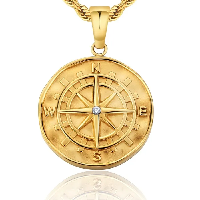 Bling Proud Necklaces Compass Coin Pendant Necklace