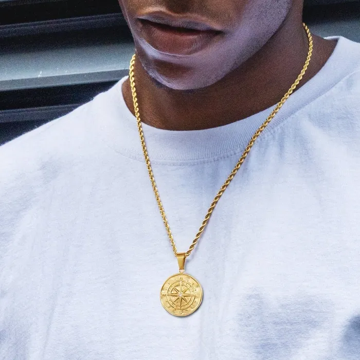 Bling Proud Necklaces | Compass Coin Pendant Necklace