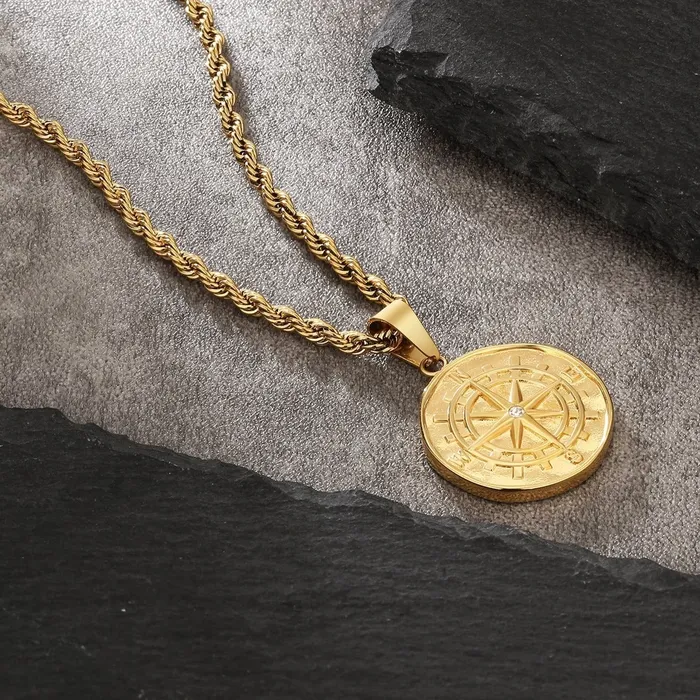 Bling Proud Necklaces | Compass Coin Pendant Necklace