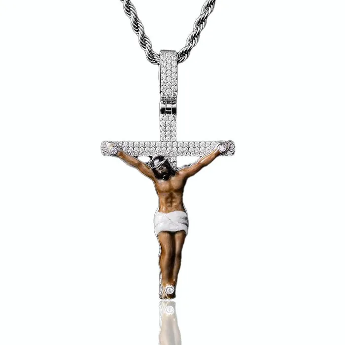 Bling Proud Necklaces Custom Enamel Crucifix Pendant in 925 Sterling Silver