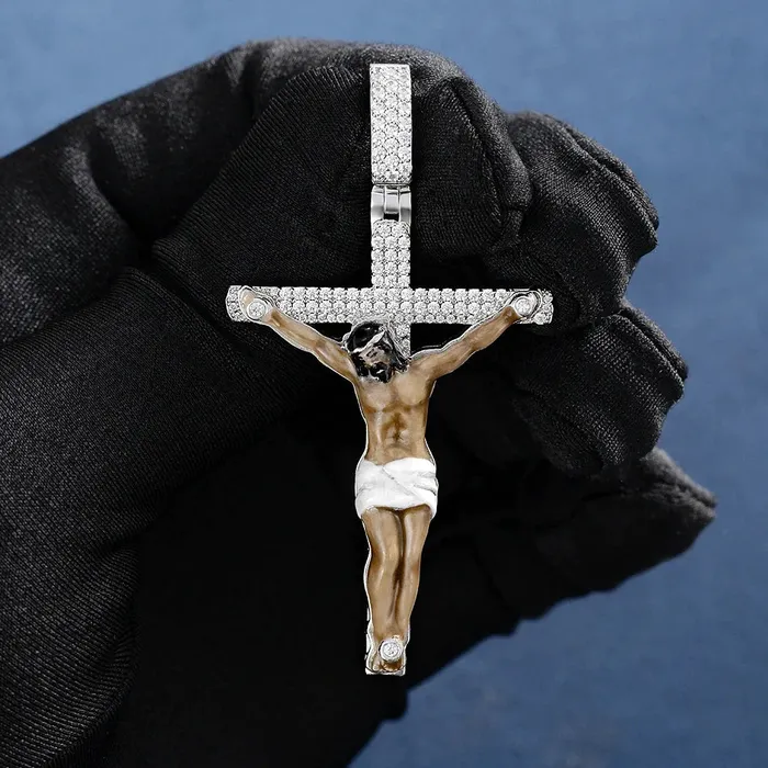 Bling Proud Necklaces | Custom Enamel Crucifix Pendant in 925 Sterling Silver