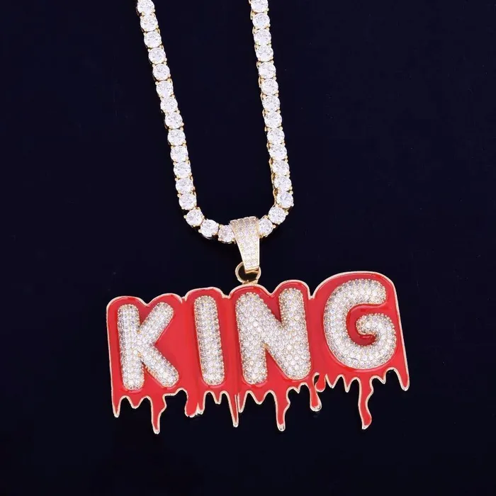 Bling Proud Necklaces Custom Iced Out Magma Drip Letter Pendant