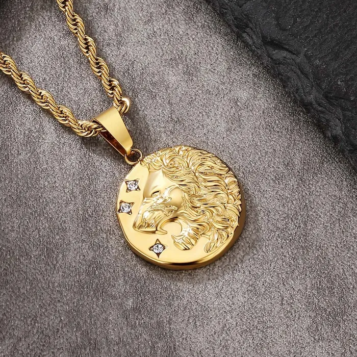 Bling Proud Necklaces | Lion Head Coin Pendant Necklace