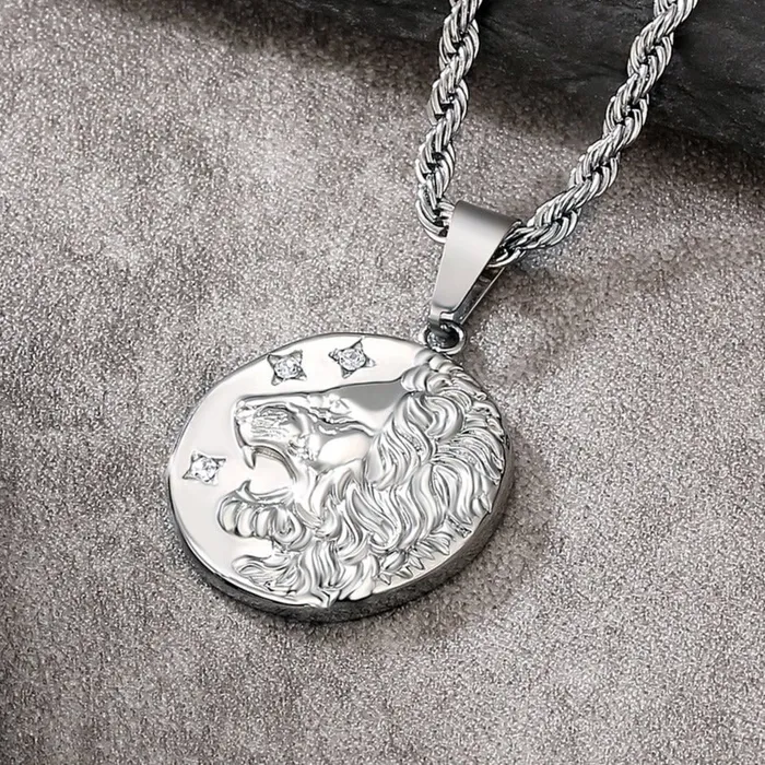 Bling Proud Necklaces | Lion Head Coin Pendant Necklace