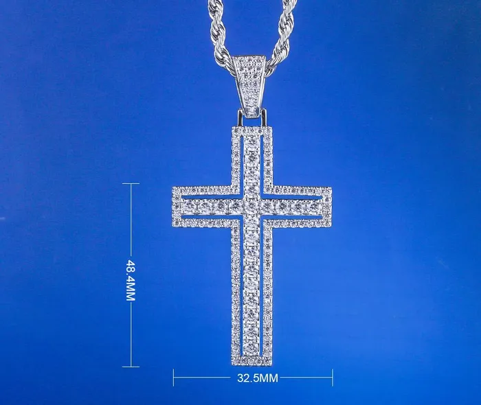 Bling Proud Necklaces | White Gold Iced Double Layered Cross Pendant