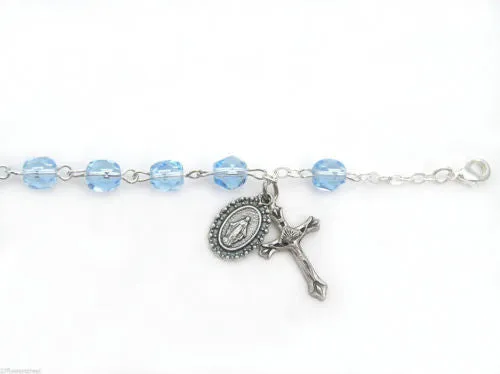 Bracelets | 12 fine quality Czech Bracelet Auto Rosaries Fire Polished Blue Light Sapphire rosary - PAS Jablonec