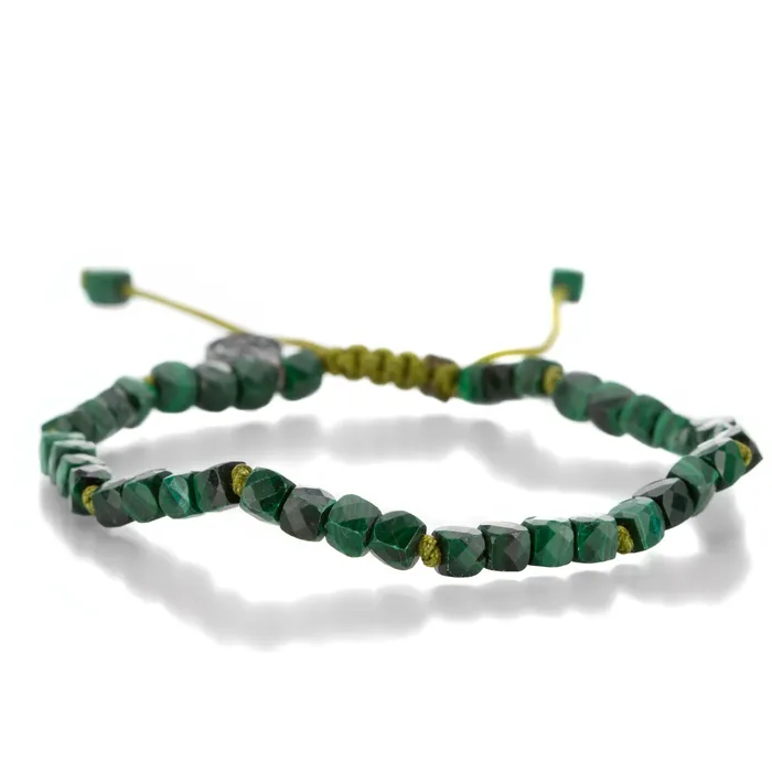 Bracelets 4mm Faceted Malachite Cube Bracelet - Joseph Brooks