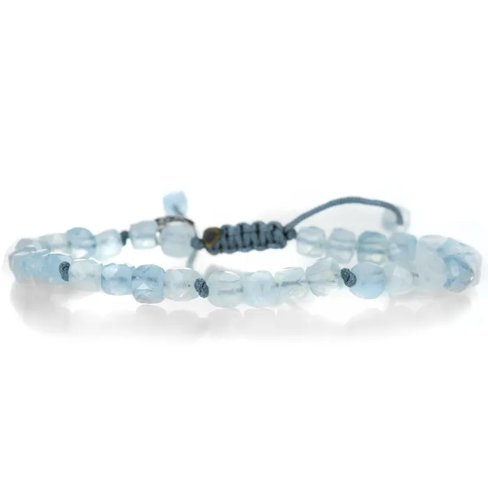 Bracelets 5mm Faceted Cube Aquamarine Bracelet - Joseph Brooks