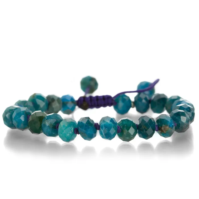 Bracelets 8mm Faceted Dark Blue Apatite Bead Bracelet - Joseph Brooks