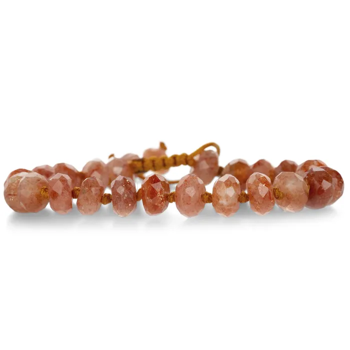 Bracelets 8mm Faceted Sunstone Rondelle Bead Bracelet - Joseph Brooks