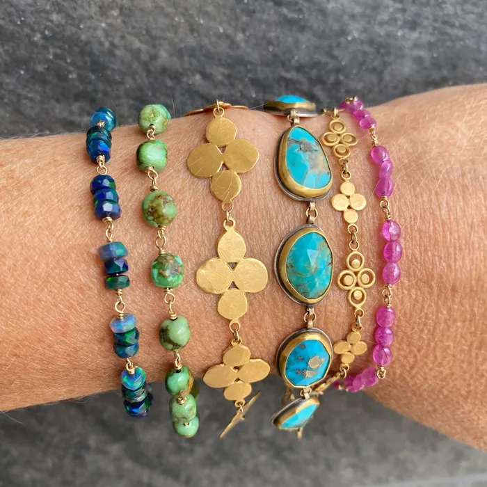 Bracelets | Ananda Khalsa Hammered Multi Disc Bracelet