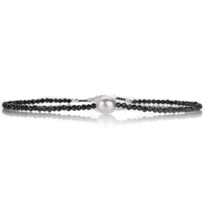 Bracelets Black Spinel and Pearl Bracelet - Margaret Solow