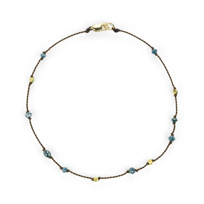 Bracelets Faceted Blue Diamond Nylon Cord Bracelet - Margaret Solow