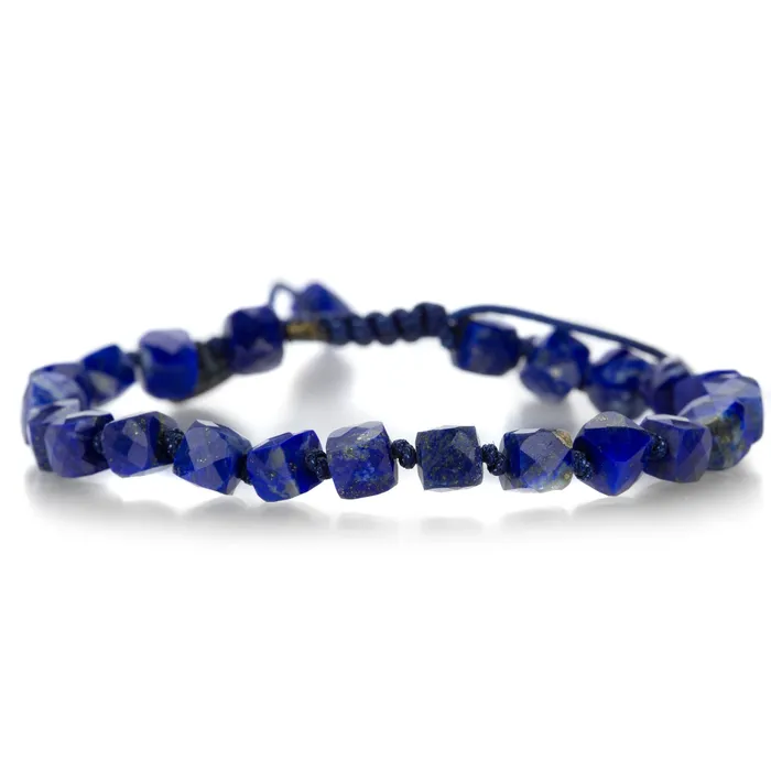 Bracelets Joseph Brooks 5mm Lapis Cube Bracelet