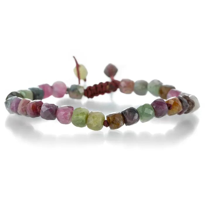 Bracelets Joseph Brooks 6mm Faceted Multicolored Tourmaline Cube Bracelet