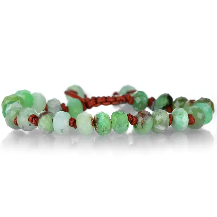 Bracelets Joseph Brooks 8mm Faceted Chrysoprase Macrame Bracelet