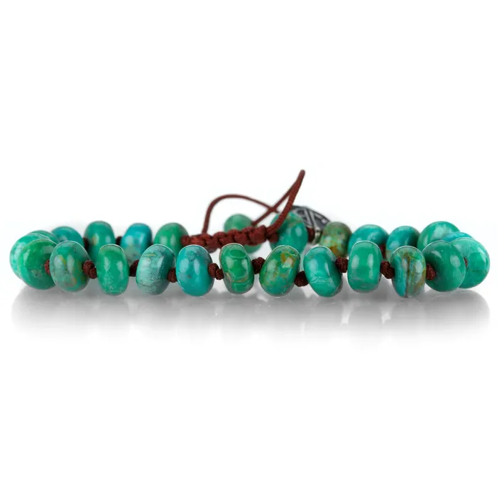 Bracelets Joseph Brooks 8mm Smooth Arizona Turquoise Macrame Bead Bracelet