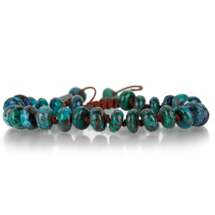 Bracelets Joseph Brooks 8mm Smooth Chrysocolla Beaded Macrame Bracelet