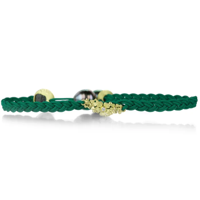 Bracelets Lene Vibe Green Floral Braided Bracelet