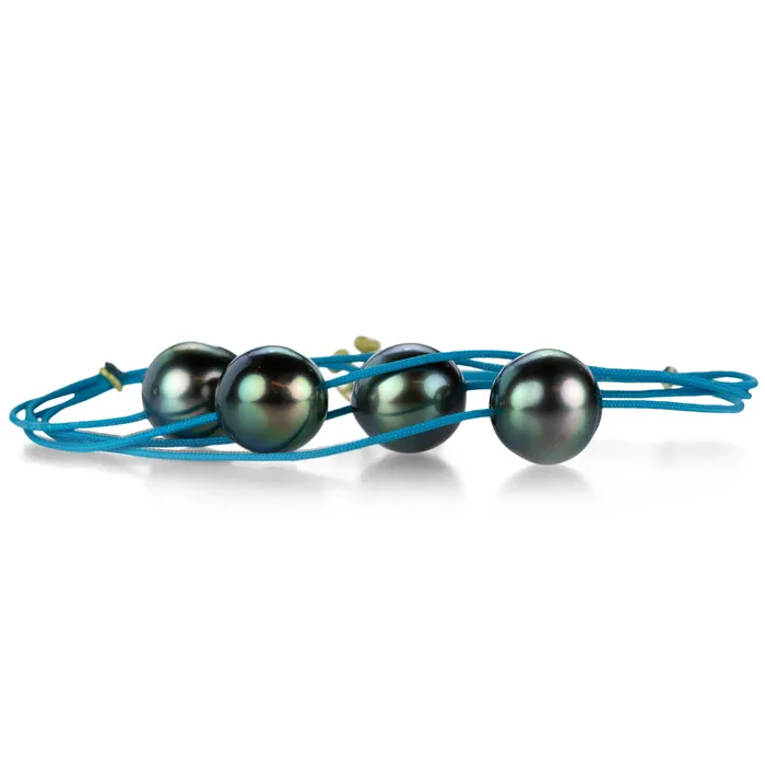 Bracelets Lene Vibe Turquoise Cord Bracelet with Tahitian Pearls