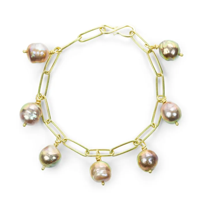 Bracelets Maria Beaulieu 18k Gold Bracelet With PinkPurple Pearls