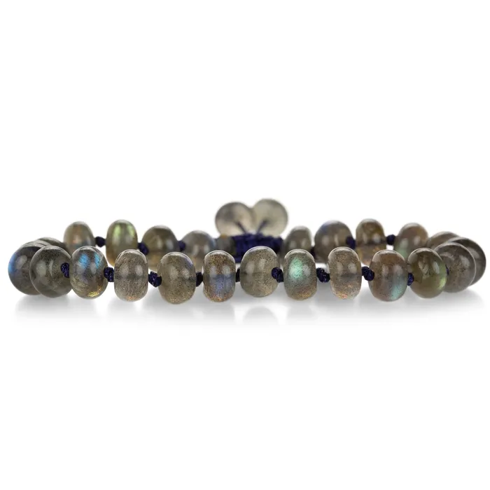 Bracelets Smooth 8mm Labradorite Rondelle Bead Bracelet - Joseph Brooks