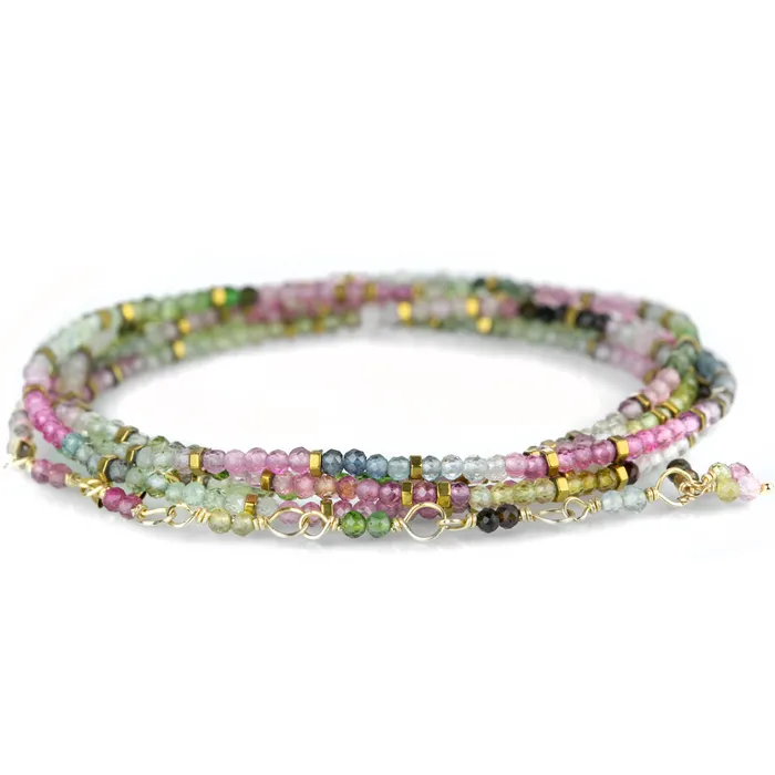 Bracelets Watermelon Tourmaline Confetti Wrap Bracelet - Anne Sportun