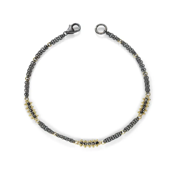 Bracelets Woven Black Diamond Station Bracelet - Amali