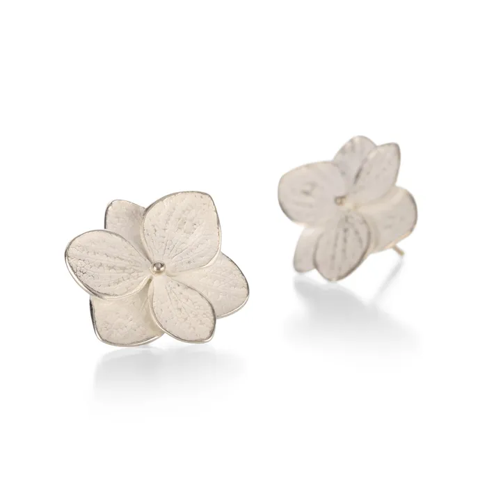 Bright Sterling Silver Twin Hydrangea Earrings John Iversen Earrings