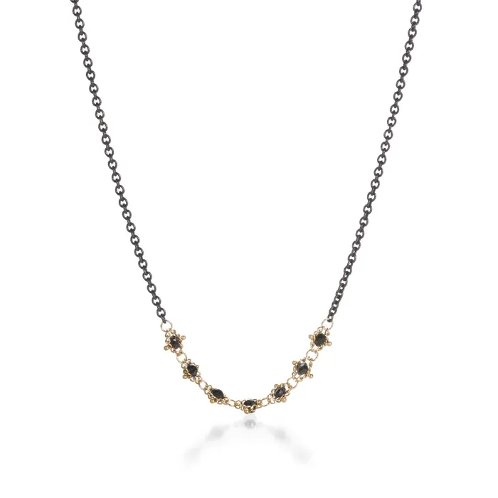 Centered Black Diamond Textile Necklace Amali Necklaces