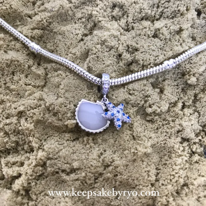 Charm Necklaces Keepsake by Ryo ASHES STARFISH AND SEASHELL DANGLING CHARM