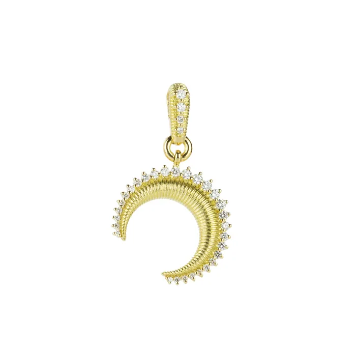 Charm Necklaces Small Diamond Crescent Charm (Charm Only) - Paul Morelli