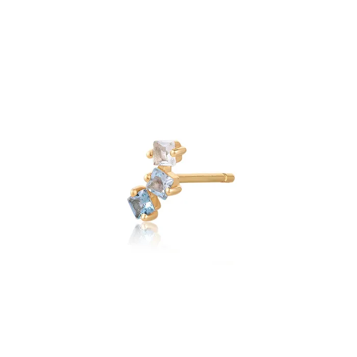 CHIC PISTACHIO Earrings WAVE Blue Topaz Tri Tone Stud Earring