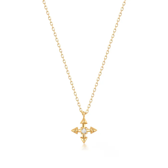 CHIC PISTACHIO LIESE Diamond 4 Pointed Cross Necklace Necklaces