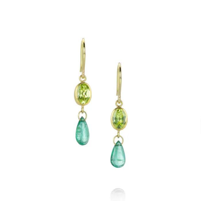 Chrysoberyl and Emerald Apple Eve Earrings Mallary Marks Earrings