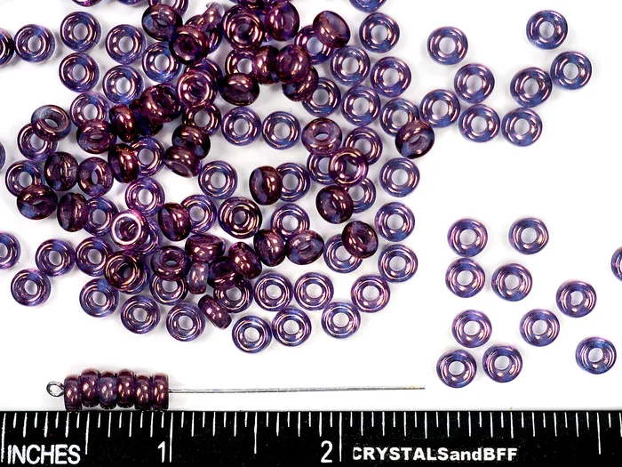 Czech Glass Druk Beads in size 3x6mm, Smooth Ring, Crystal Violet Luster, 50pcs, P896 | PAS Jablonec Rings