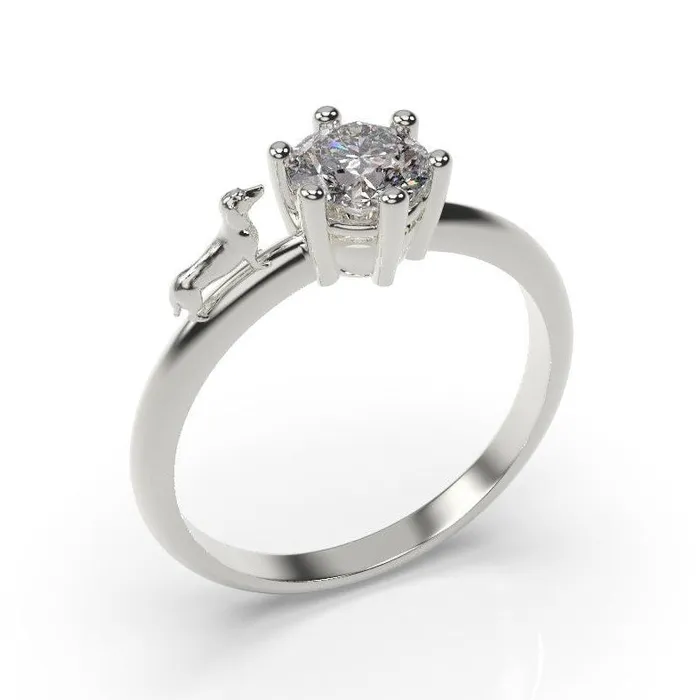 Dachsund Ring Dachsund Engagement Ring White Gold MyUniqueRing Rings