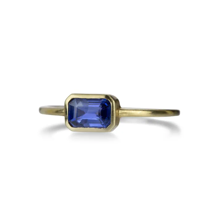 Dark Blue Sapphire Emerald Cut Ring Margaret Solow Rings