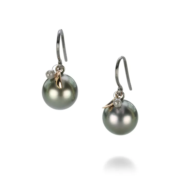 Diamond and Tahitian Pearl Earrings Gellner Earrings