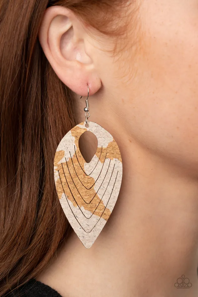 diannesjewelryshop Earrings Paparazzi Cork Cabana White Earrings