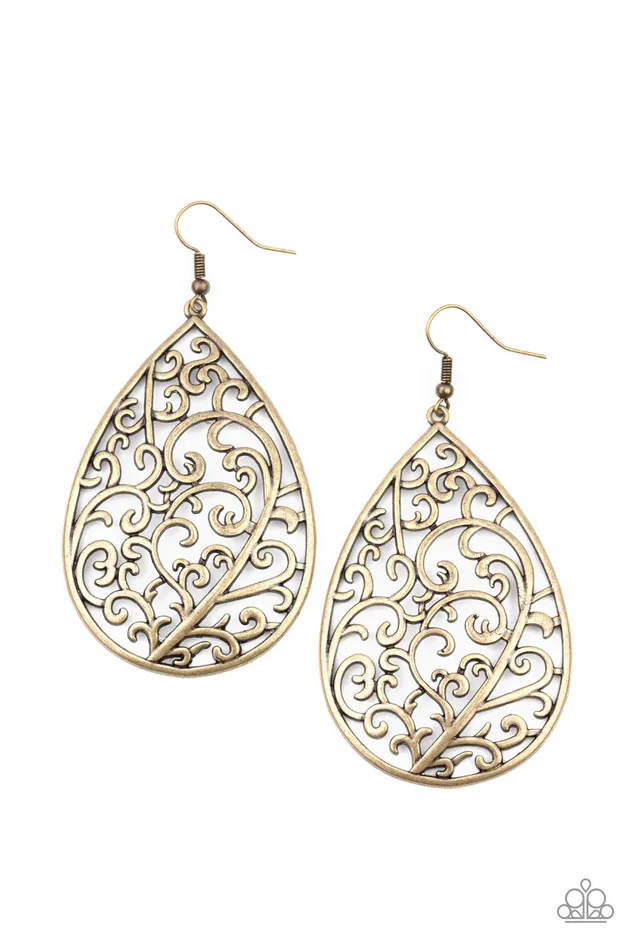 diannesjewelryshop Earrings | Paparazzi Grapevine Grandeur - Brass Earrings