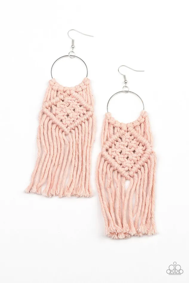 diannesjewelryshop Earrings | Paparazzi Macrame Rainbow - Pink Earrings