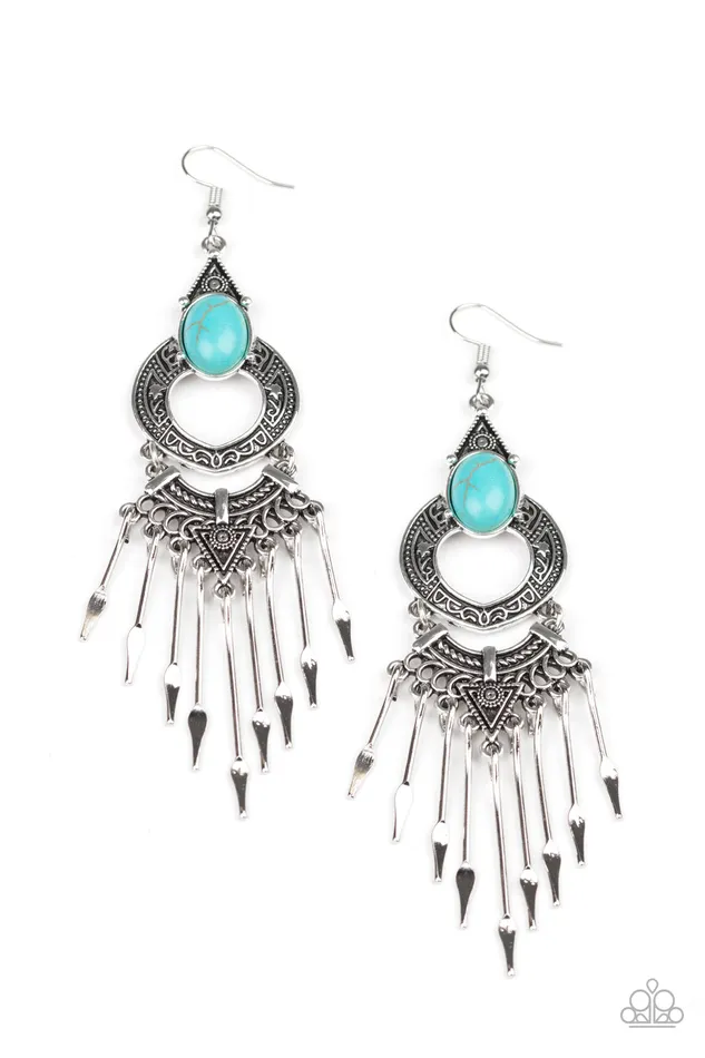 diannesjewelryshop Earrings | Paparazzi Southern Spearhead Turquoise Earrings