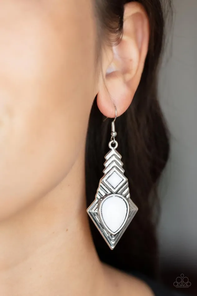 diannesjewelryshop Earrings Paparazzi Stylishly Sonoran White Earrings